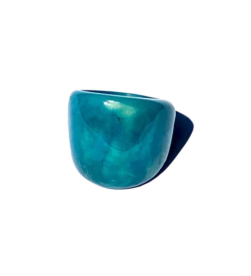 Turquoise coloured Jarina seed ring