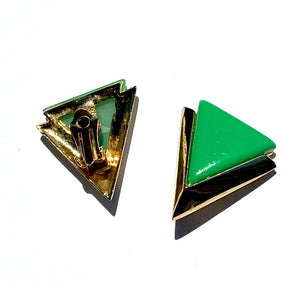 Vintage 1980's gold tone and green clip on earrings
