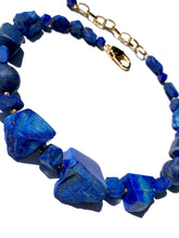 Load image into Gallery viewer, Lapis, Pyrite and gold tone necklace
